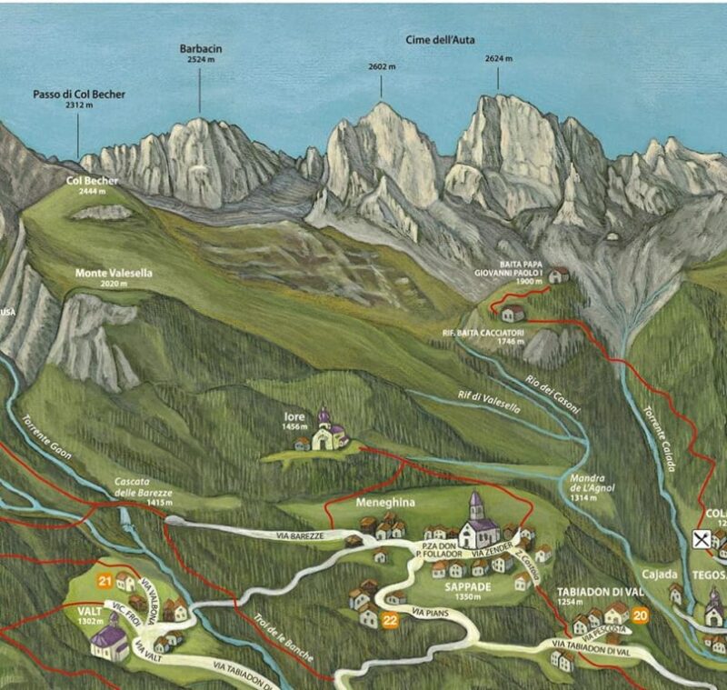 Mappa della Val Biois di Dunio Piccolin